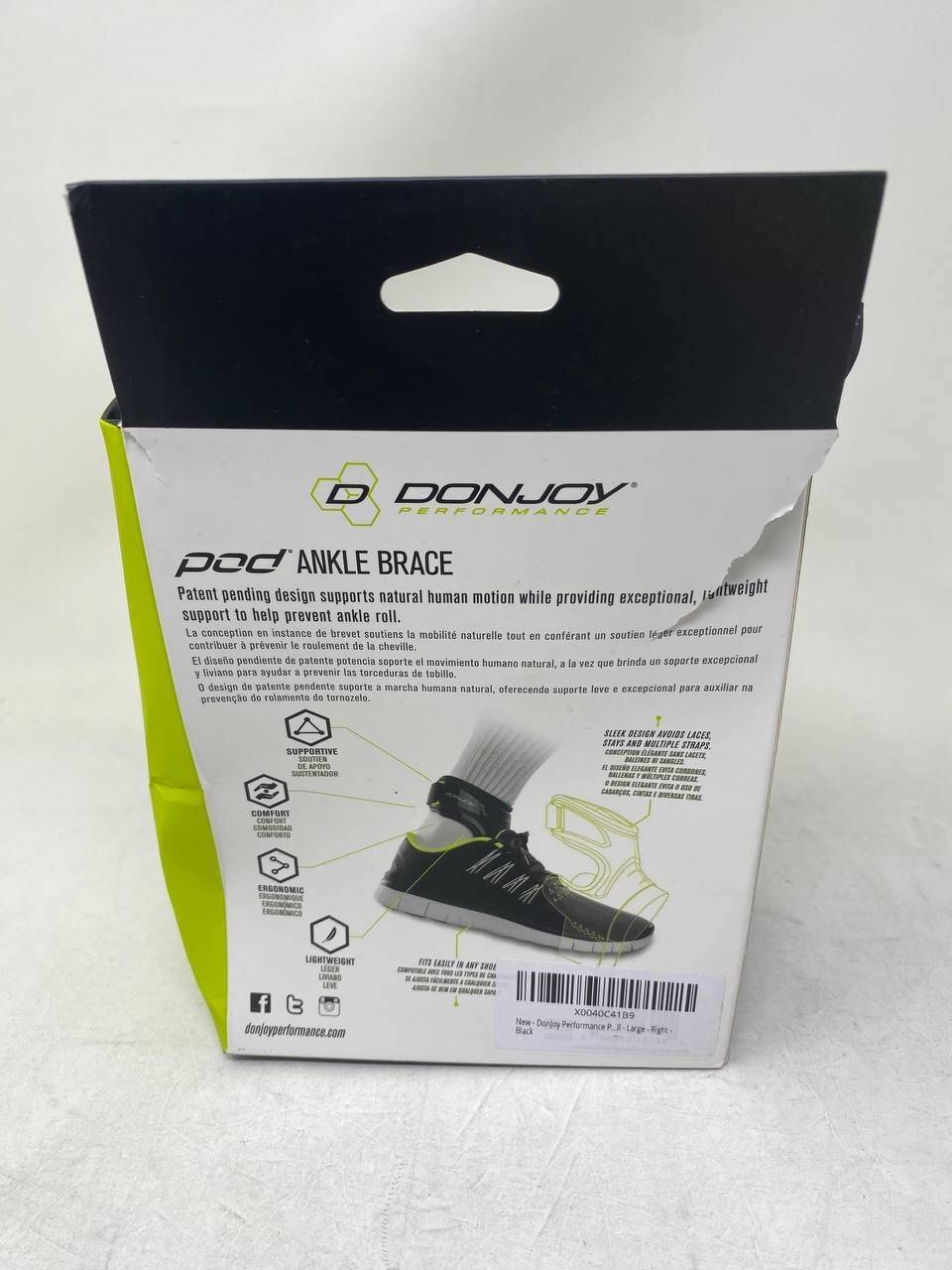 DonJoy Performance Pod Ankle Support Brace Size Large Right