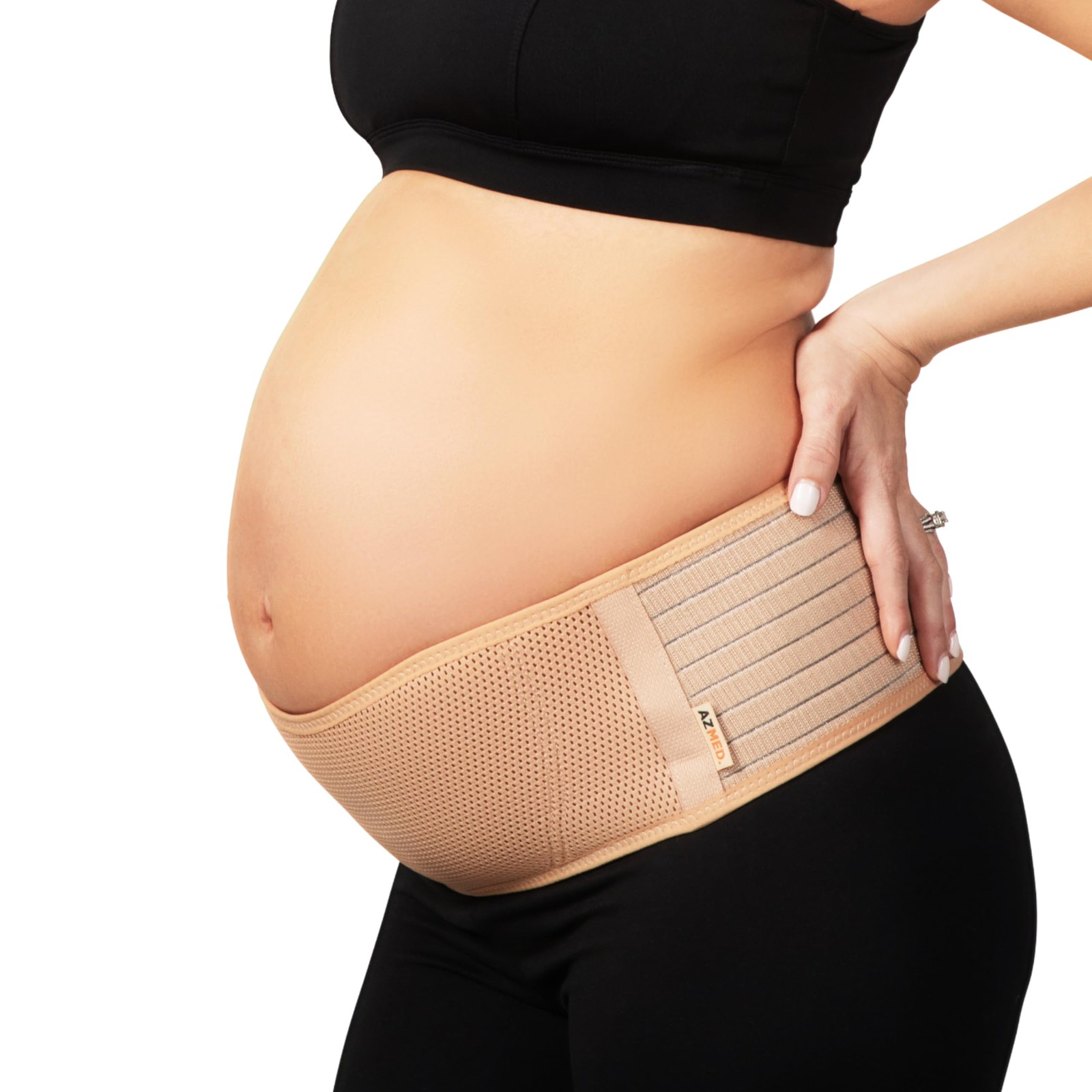AZMED Maternity Belt Back Support – Adjustable Abdominal One Size, Beige