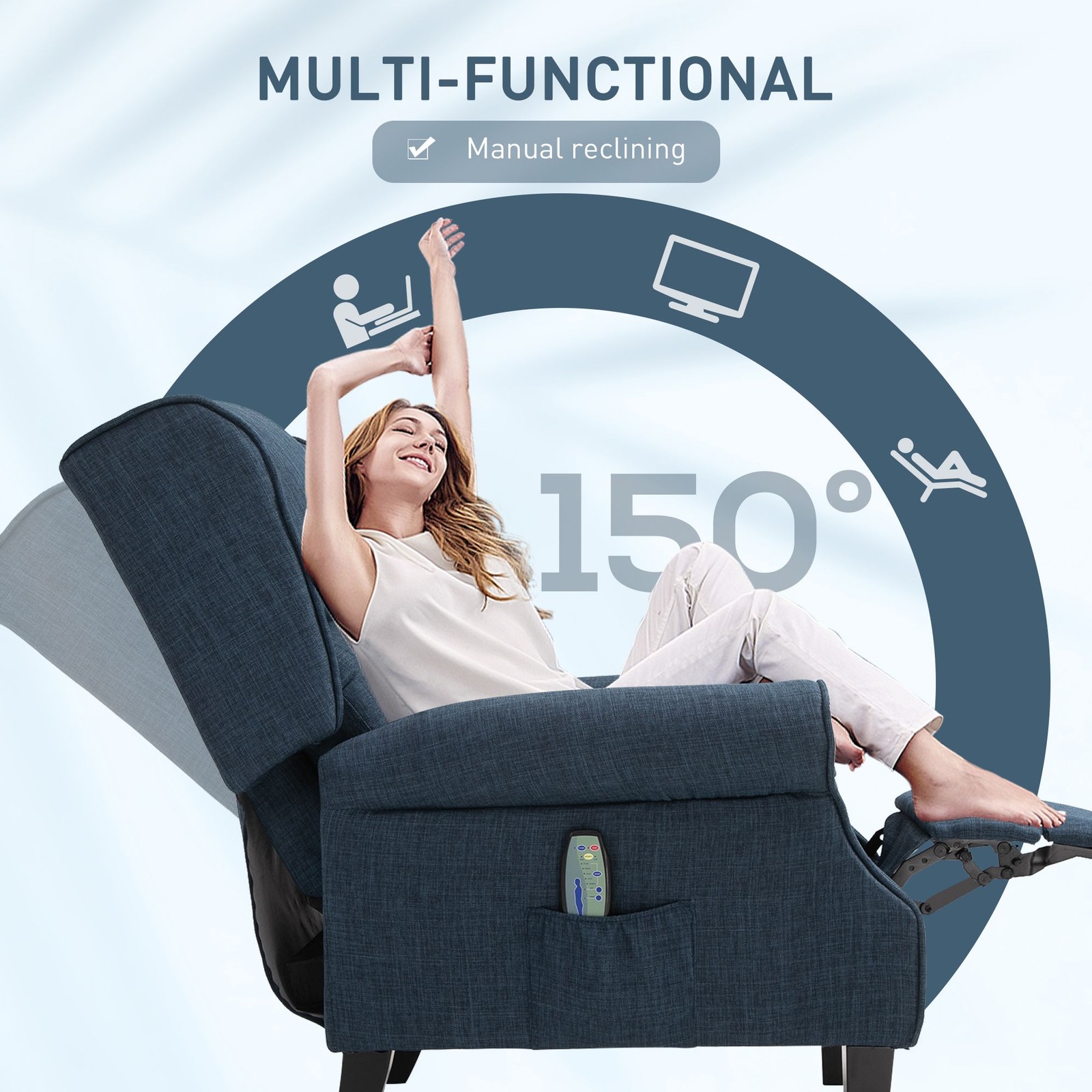 Massage Sofa Chair with Heat, Massage Recliner Chair with Remote Controller