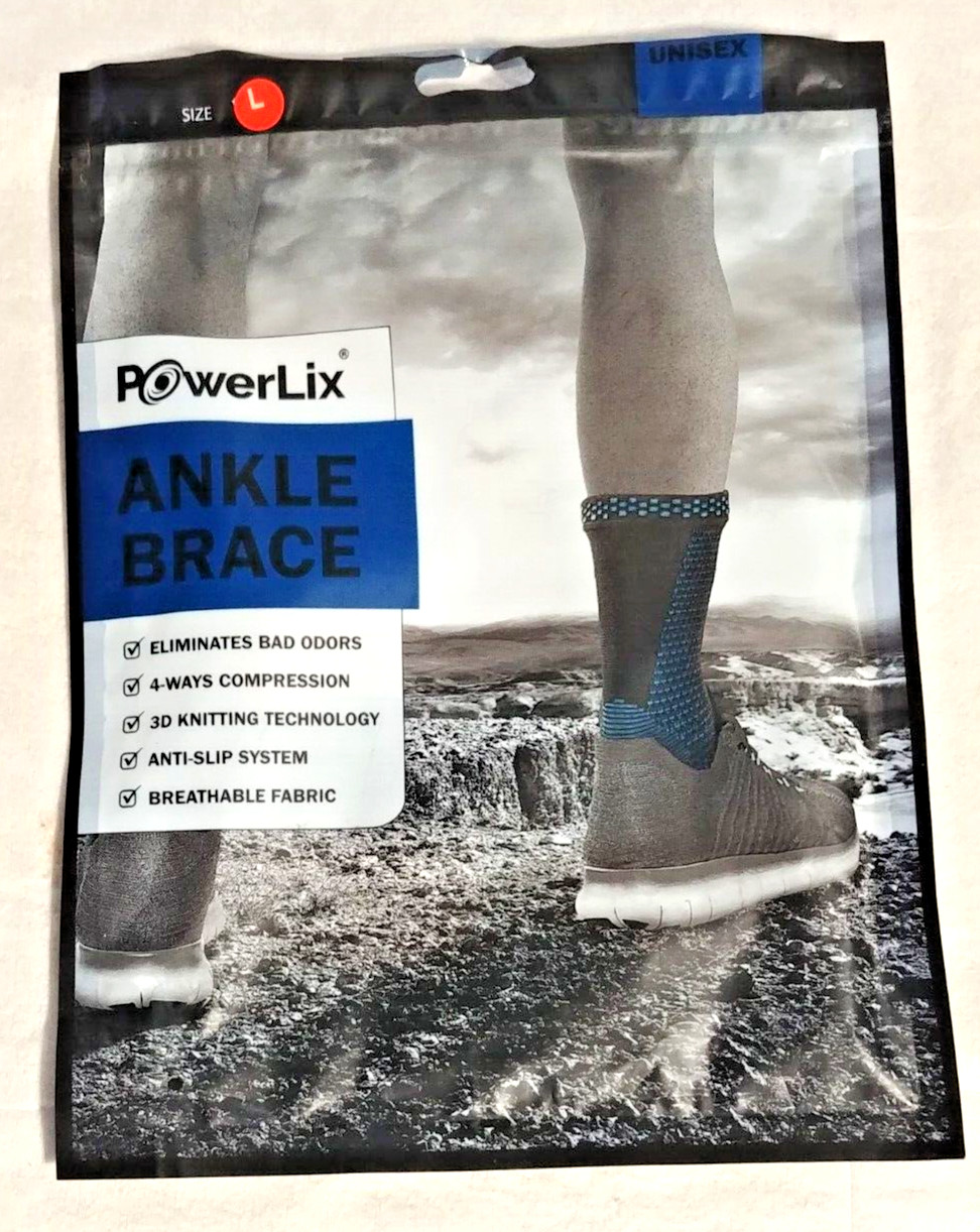 PowerLix Ankle Brace, 2 Pack, 4 Way Compression for Injury Recovery, Pain Relief