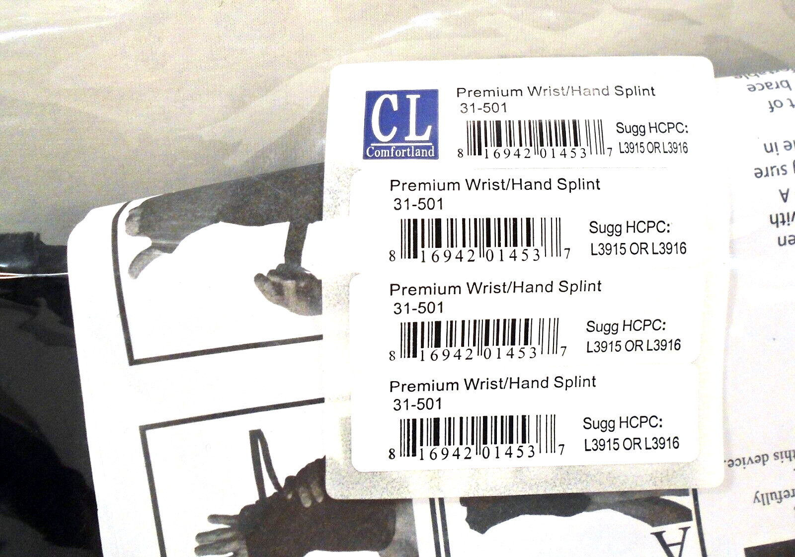 Confortland Premium Wrist/Hand Splint CL31-501 New Carpal Tunnel