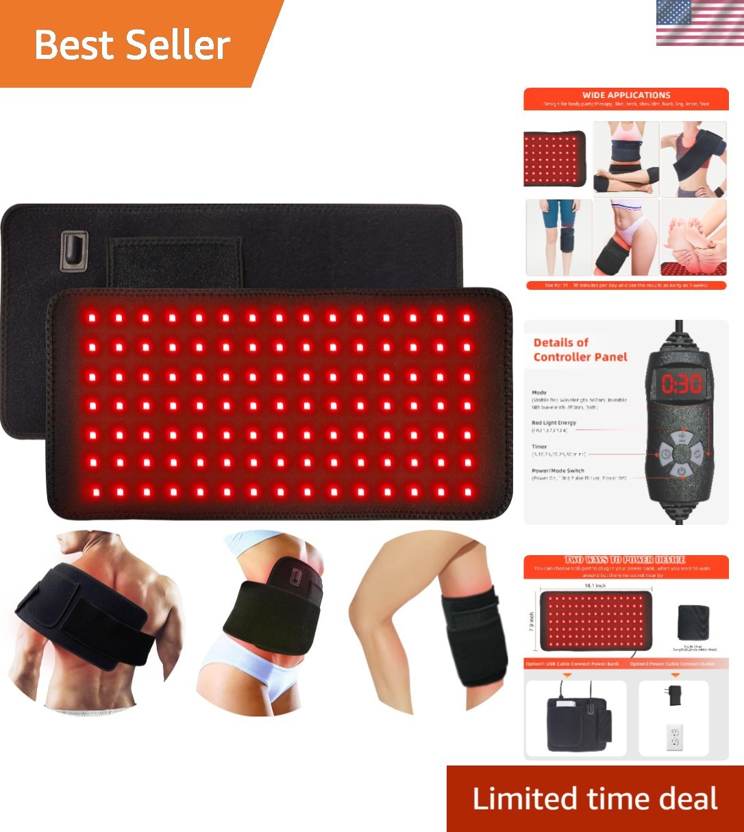 Red Light Therapy Pad for Body Back Knee Shoulder Hands Feet Portable 660nm 8…