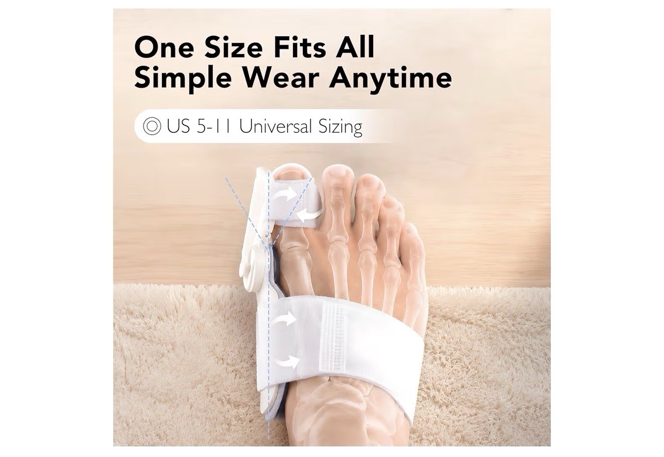 Silicone Hallux Valgus Bunion Corrector Adjustable Removable Brace White One