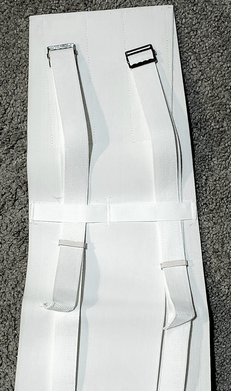 LUMBAR BACK BRACE WITH HOOK-N-LOOP CLOSURE, BELTS & BUCKLES – XL & XXL WHITE