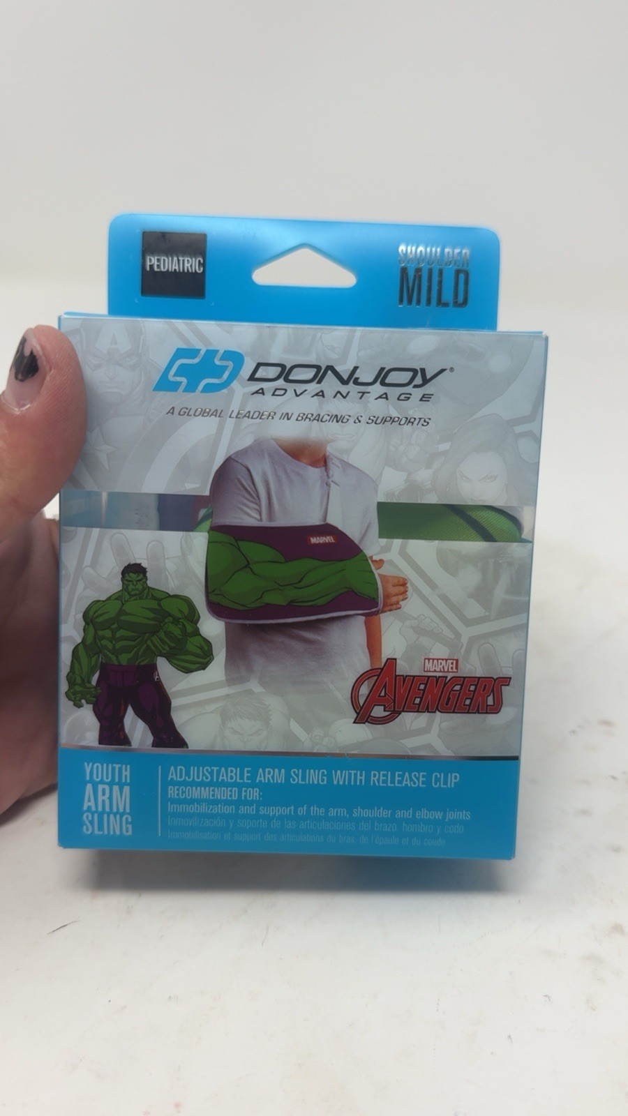 DonJoy Marvel Hulk Mild Shoulder Arm Sling Adjustable Pediatric Size
