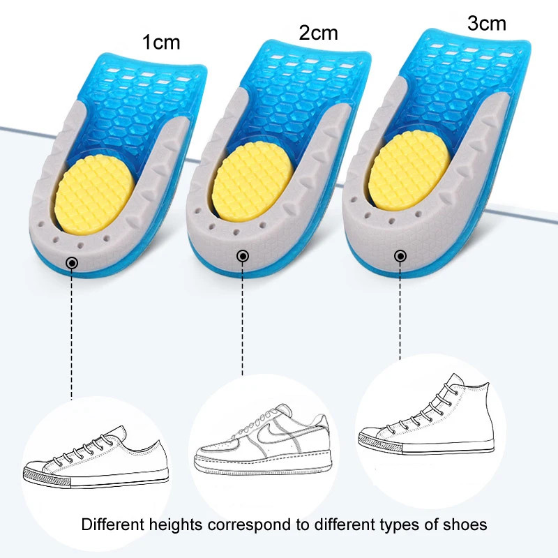 High Quality TPE Heightened Insole Height Increase Half Shoes Pad Men Women Sili