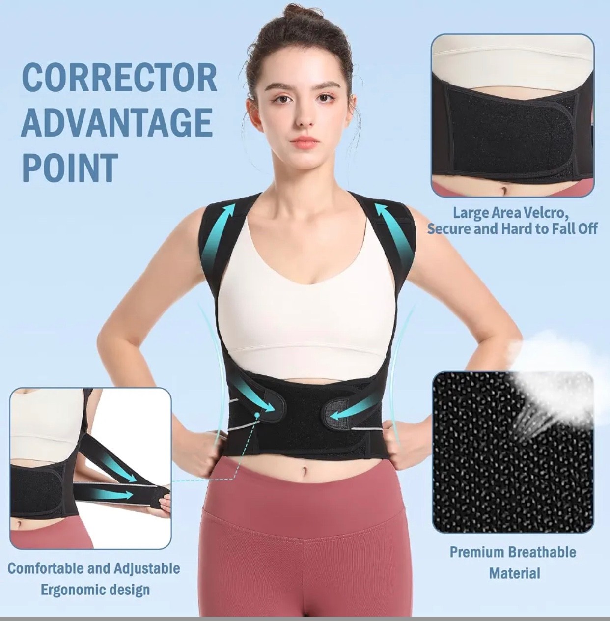 Eicgo Adjustable Posture Corrector Belt for Men/Women – Size L