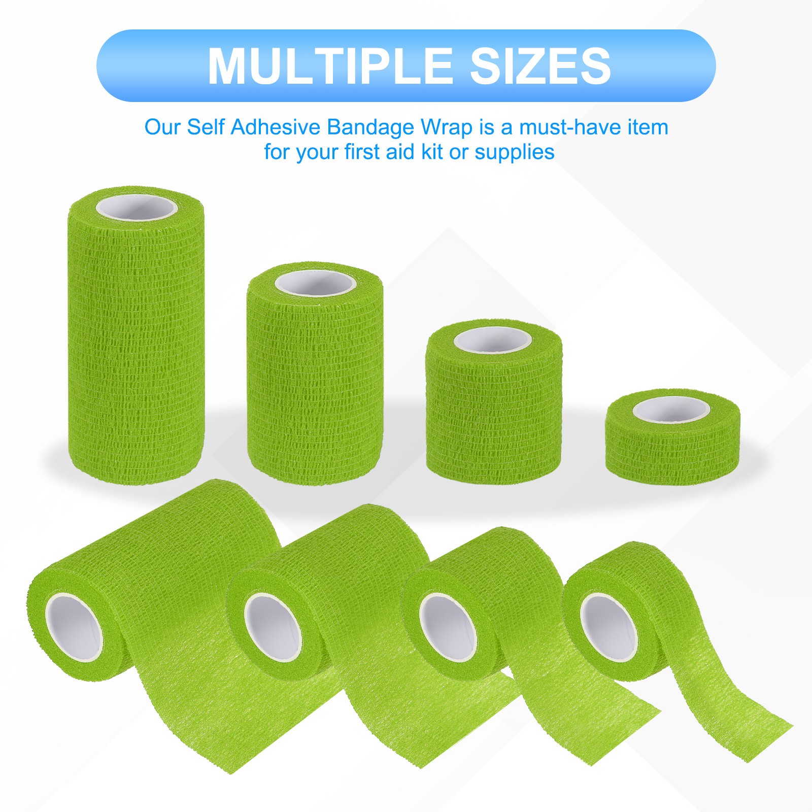 1″/2″/3″/4″ 16 Pcs 5 Yard Self Adhesive Bandage Wrap Self Tape Light Green