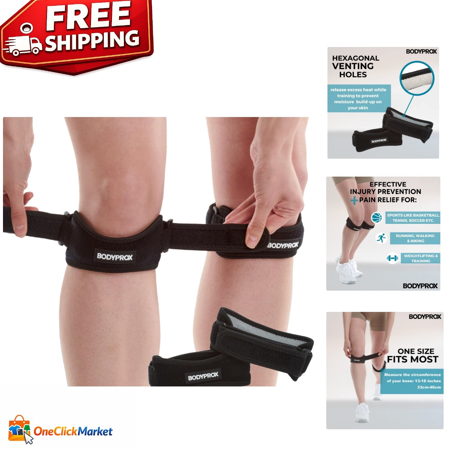 Dual Pack Knee Pain Relief Straps | Adjustable for Basketball, Running & More