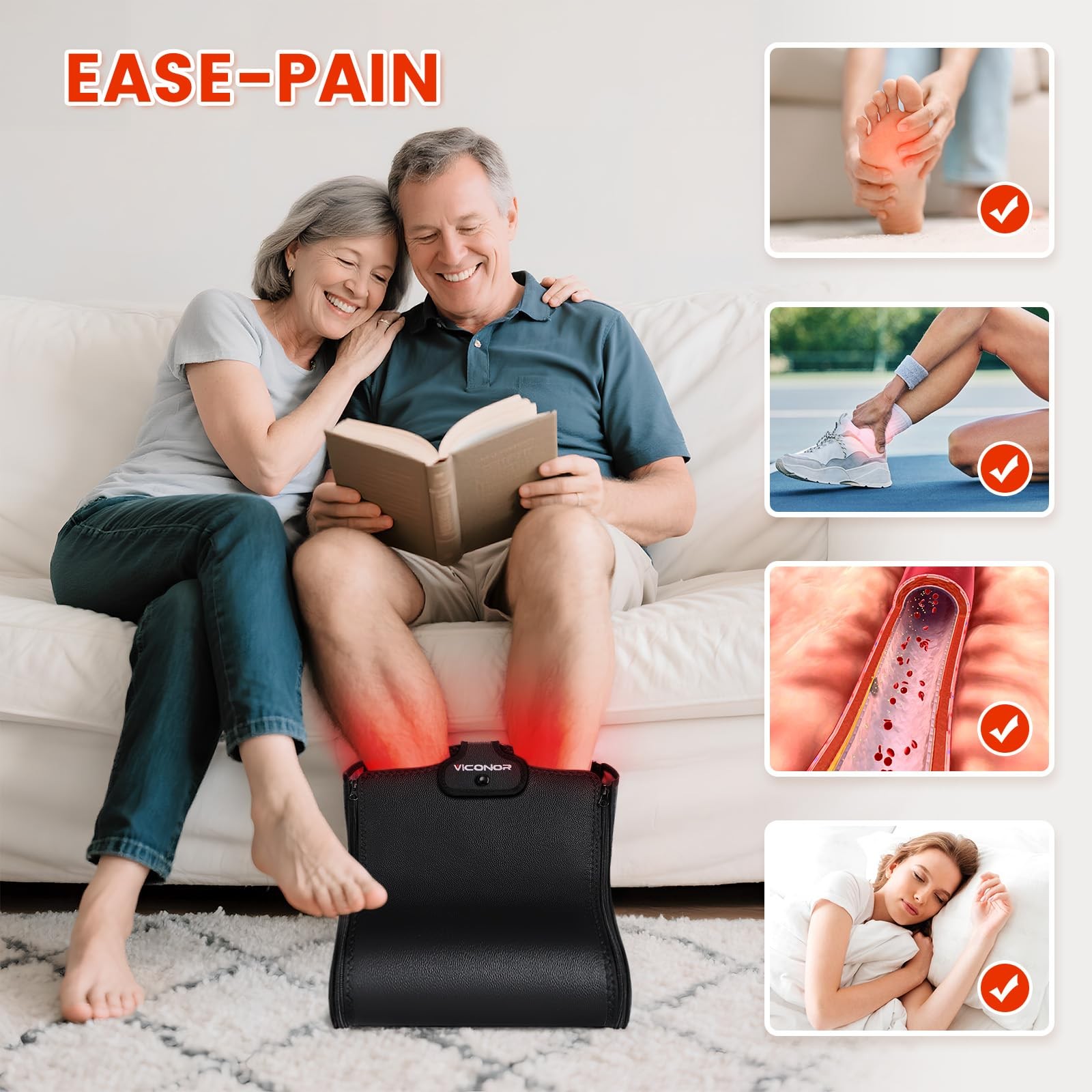 Viconor Red Light Therapy for Feet, Shoe Wraps Black 1