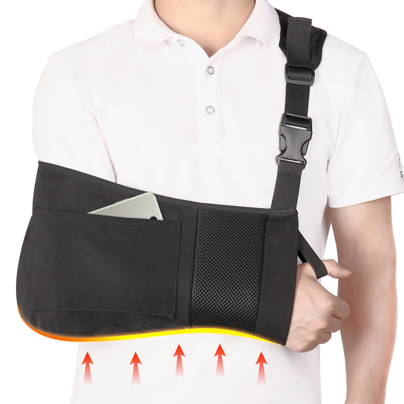 Arm Sling Shoulder Immobilizer with Pocket, Breathable Comfortable Medical Sl…