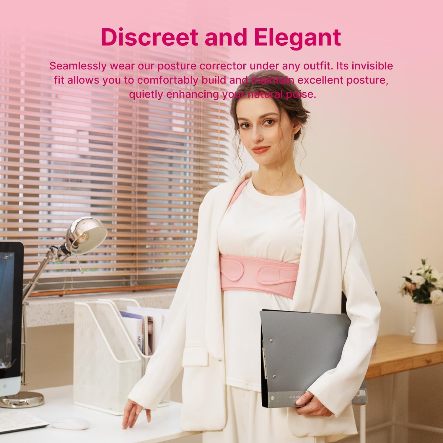 Posture Corrector for Women: Adjustable Lightweight Upper Back Brace for Neck Sh