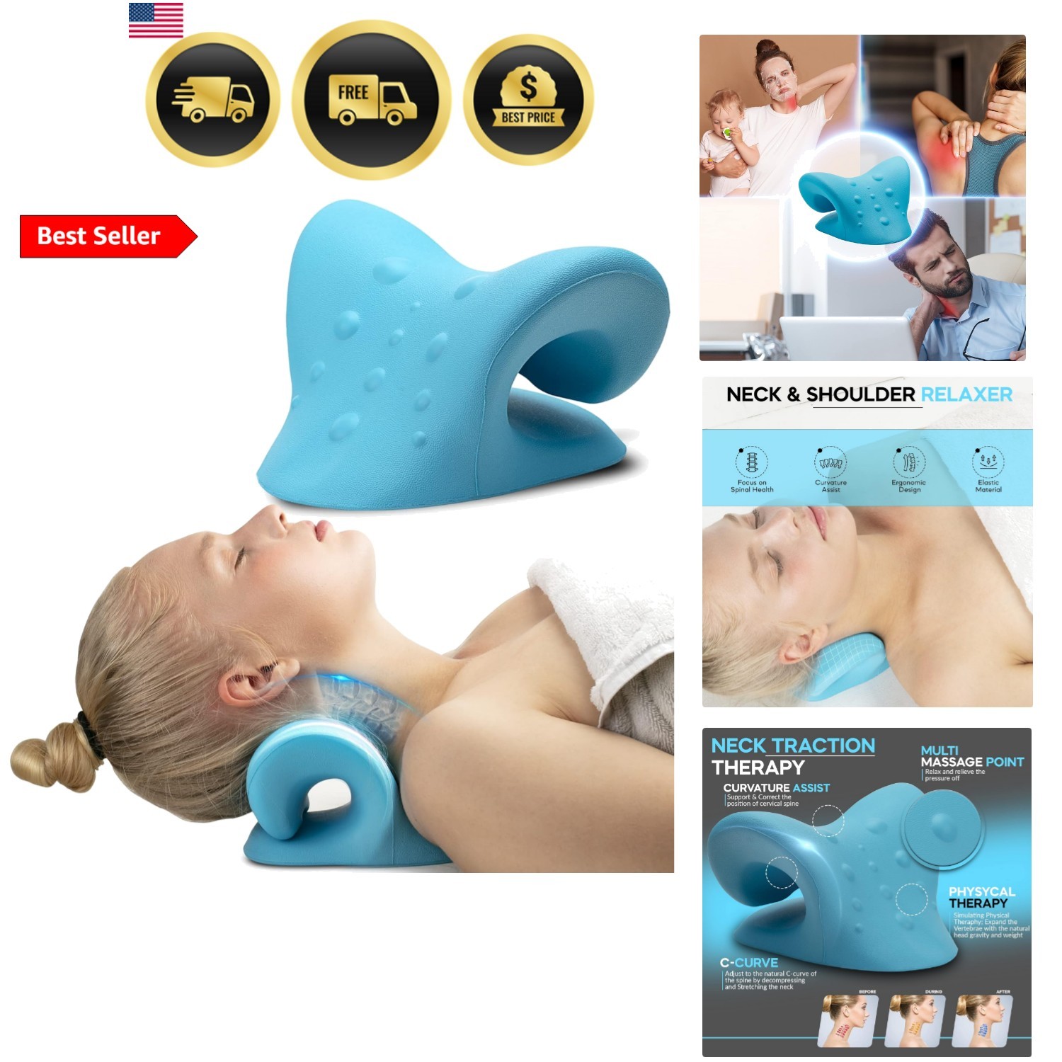 iBWYM Neck Stretcher Cervical Traction Device for Neck and Shoulder Pain Reli…