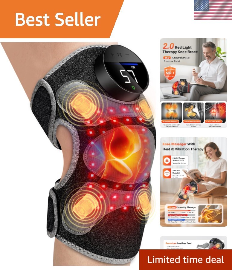 Targeted Knee Brace with 4 Massage Areas & Red Light Therapy – Cord-Free Relief