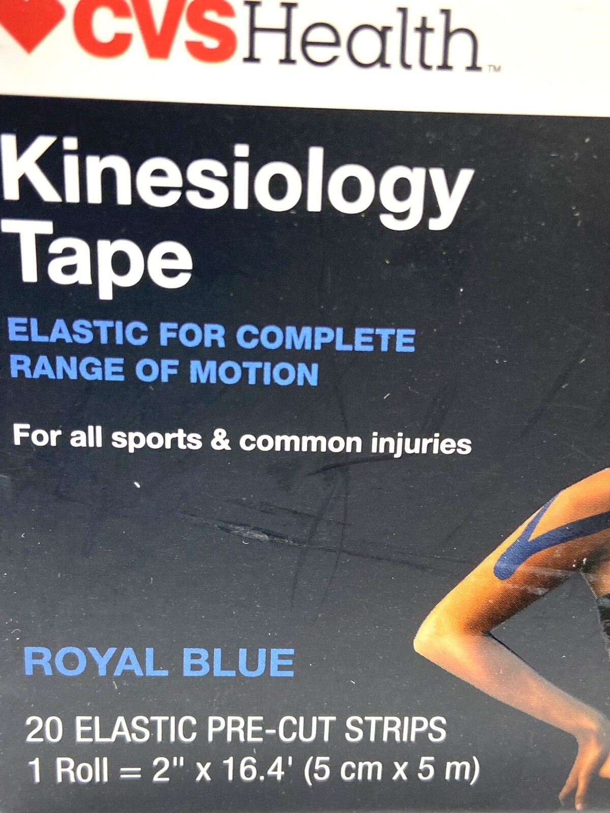 cvs kinesiology tape royal blue 20 elastic pre-cut strips 5cm x 5m