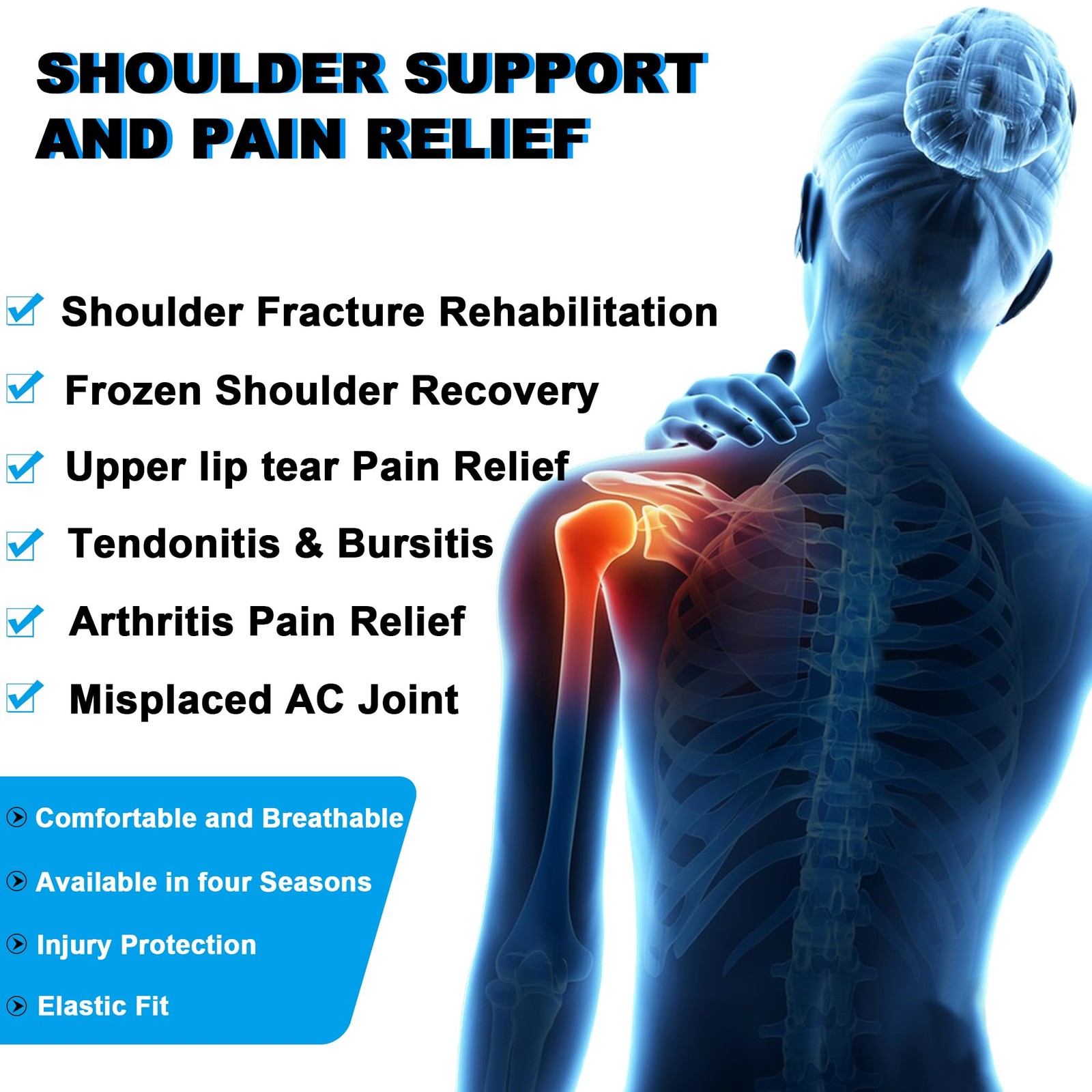 KONSEDIK Compression Recovery Shoulder Brace Immobilizer for Torn Small, Gray