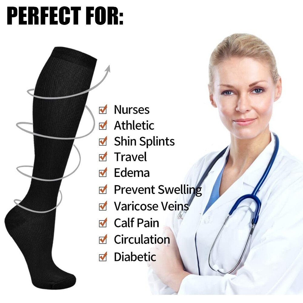 3 Pairs Compression Socks Copper Fit Knee High 20-30mmHg Energy Support Recover
