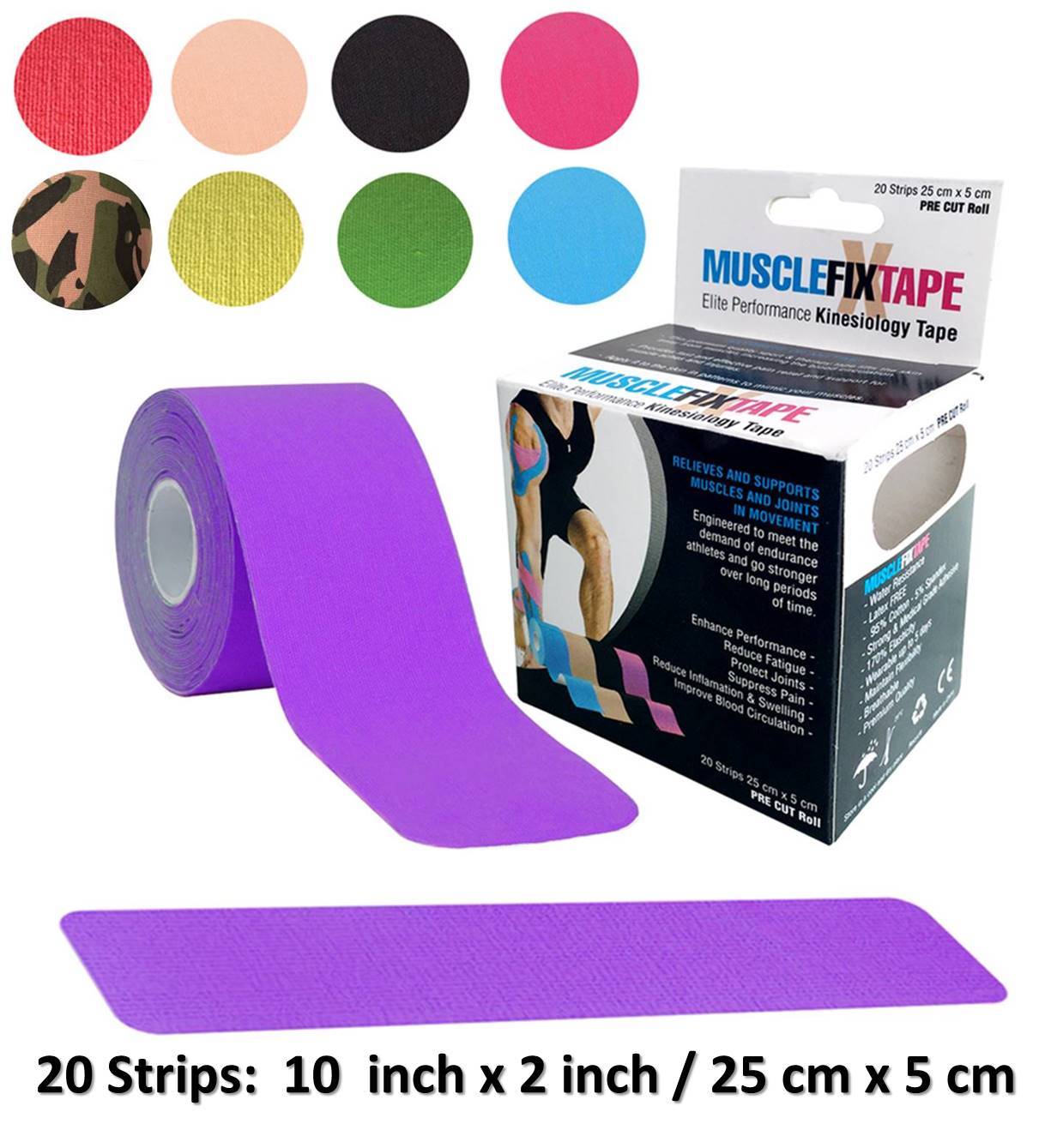 Sports Kinesiology Recovery Precut Tape Roll Athletic Muscle Therapy Pain Relief