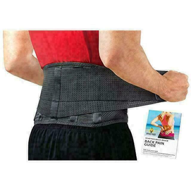 Sparthos Back Brace for Women & Men, Sciatica, Lower Back Pain – Black-S