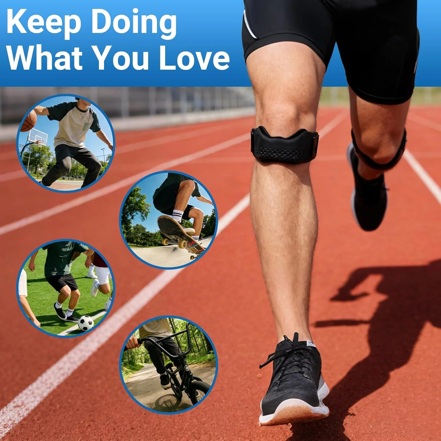 Hivexagon Patella Support Knee Strap, Silicone Patella Stabilizing Knee Pad Adju