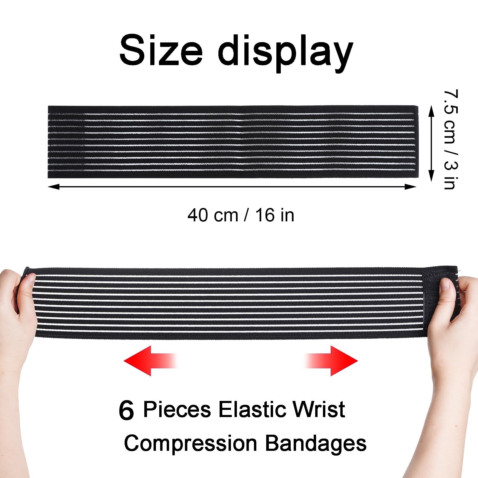 Black Elastic Wrist Compression Bandage Adjustable Wrist Strap Hand Brace Wra…