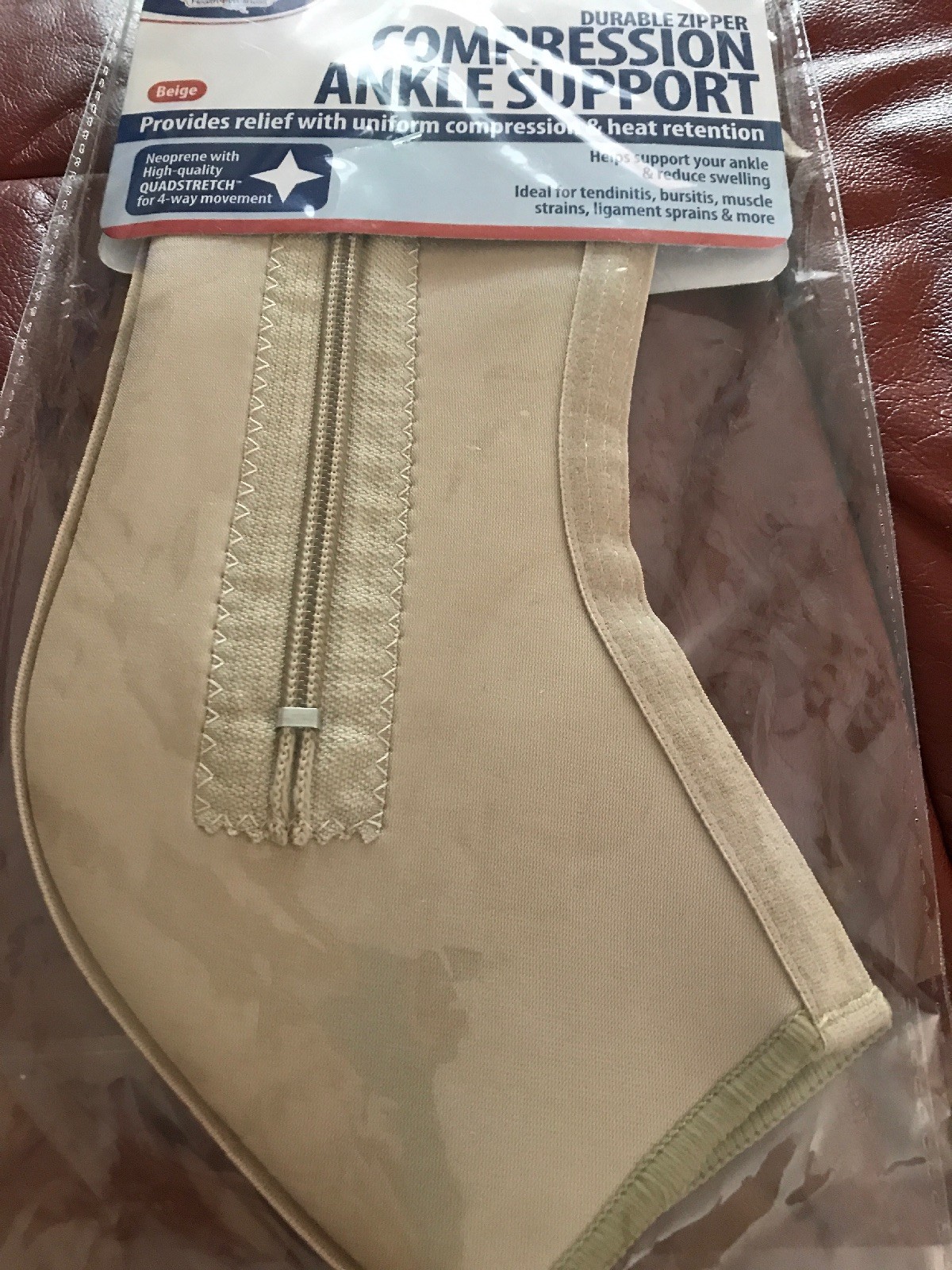 NORTH AMERICAN WELLNESS COMPRESSION ANKLE SUPPORT Size SmalL ZiPPER FLESH NEW