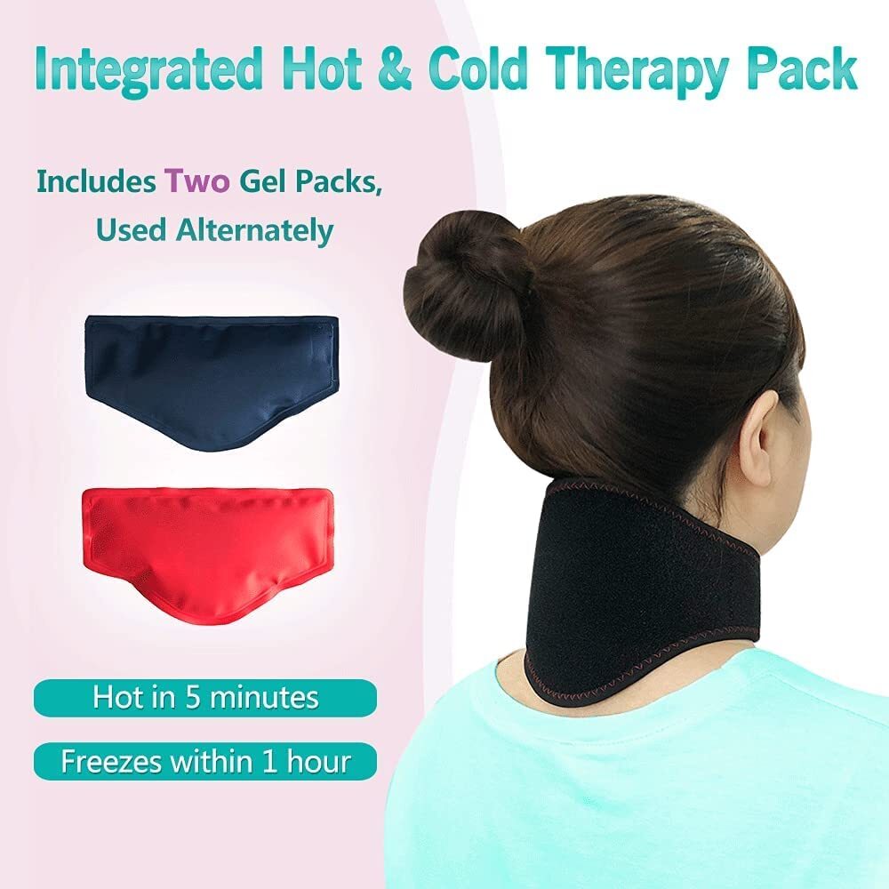 Neck Ice Pack Wrap Pain Relief Neck Brace Hot and Cold Cervical Collar Adjust