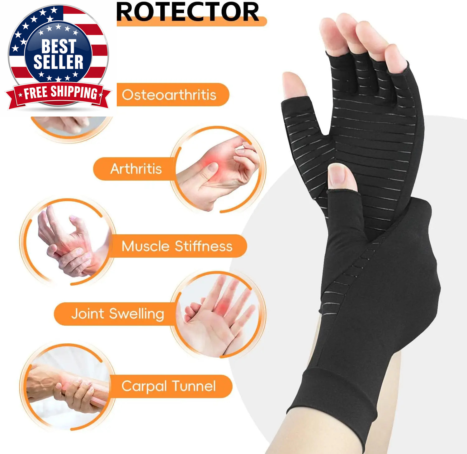 Copper Arthritis Gloves for Hand Pain Relief, Rheumatoid Osteoarthritis, Swellin