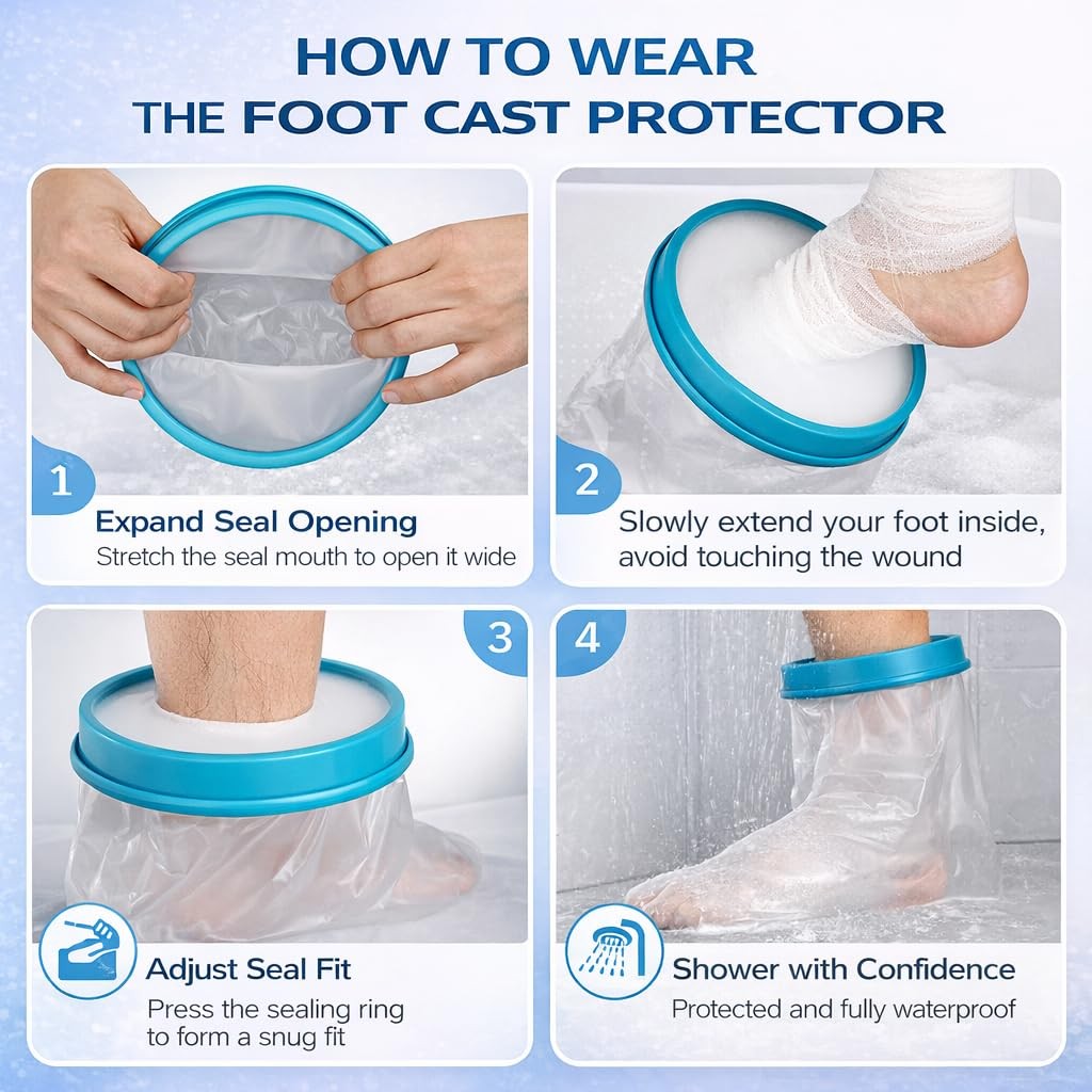 Waterproof Foot Cast Cover for Shower, Reusable Ankle Cast Protector for Adults,