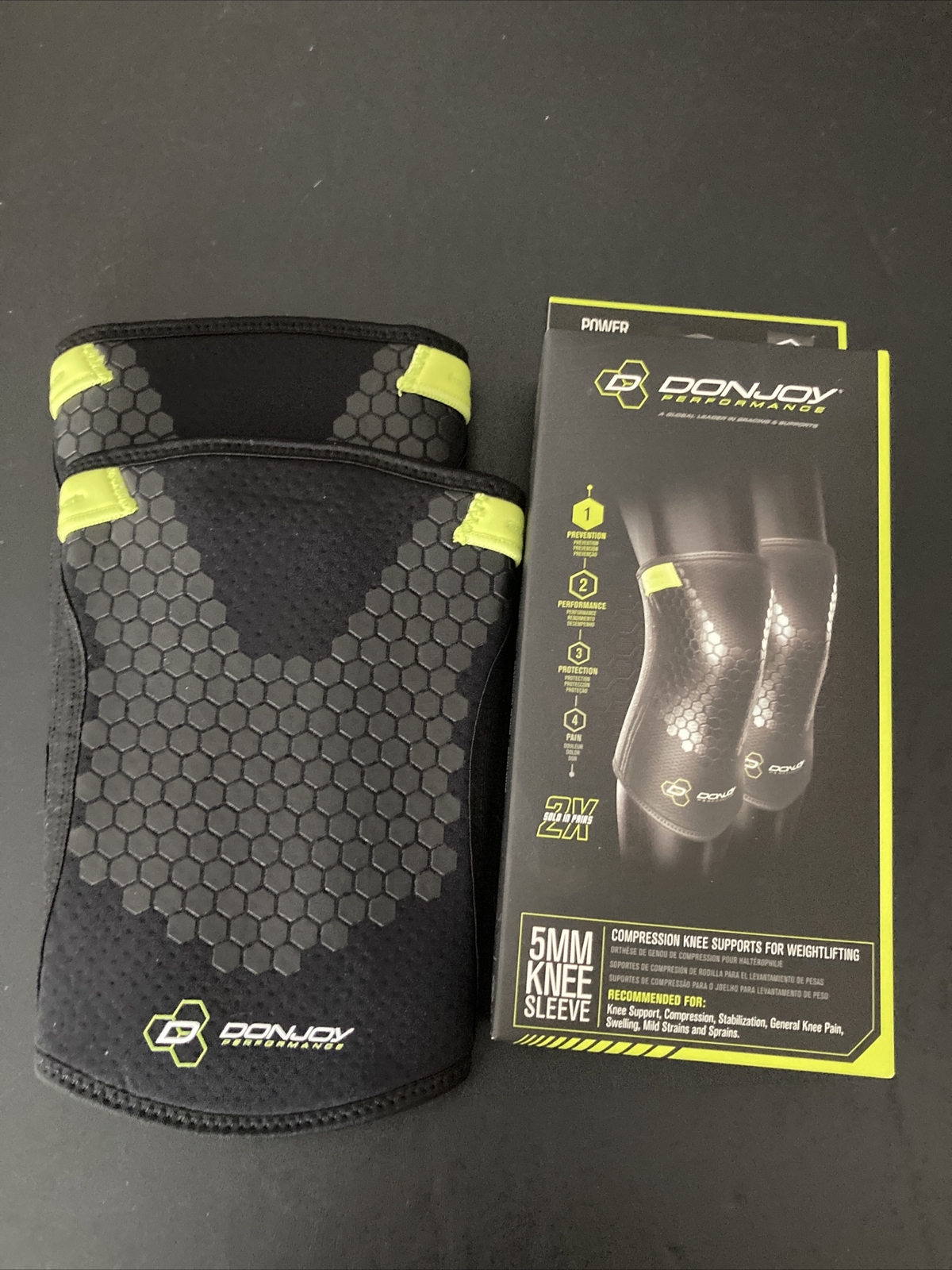Donjoy Performance 5MM Knee Sleeves, Compression Knee Supports Adult/Uni XL, NIB