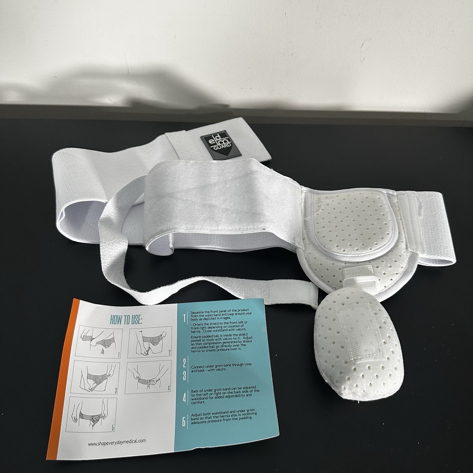 Everyday Medical Inguinal Hernia Support for Men Post Surgery S/M White