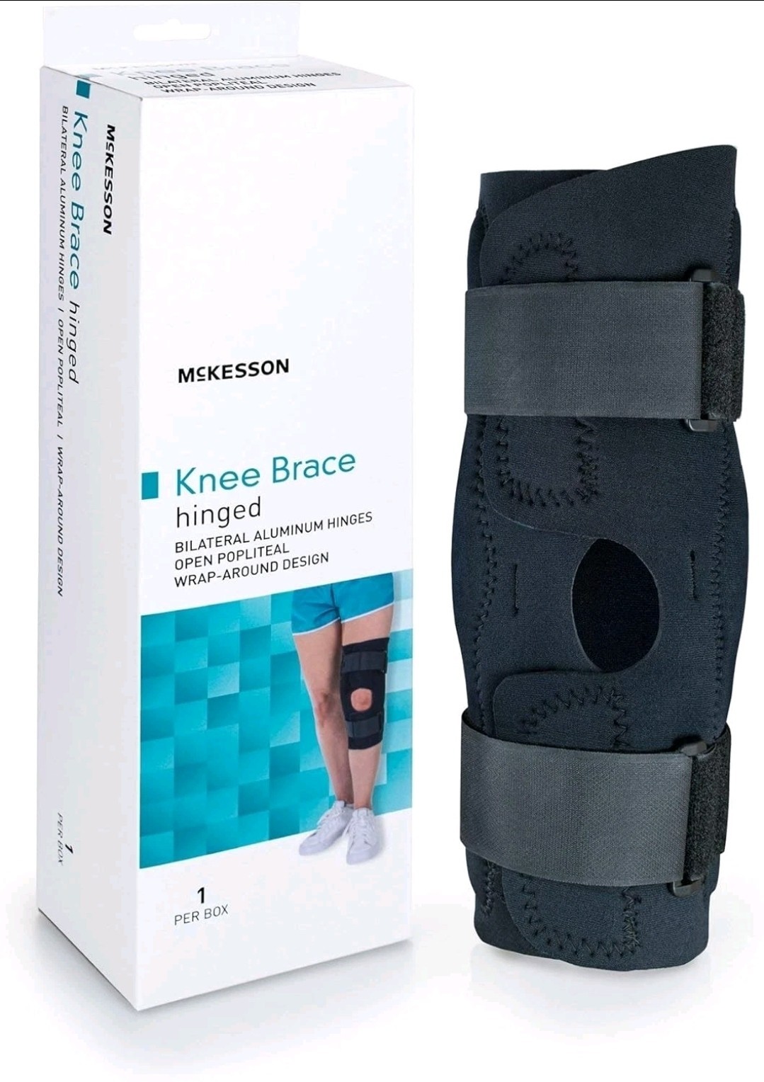 McKesson Open Patella/Open Popiteal Hinged Knee Brace (Black) X-Large