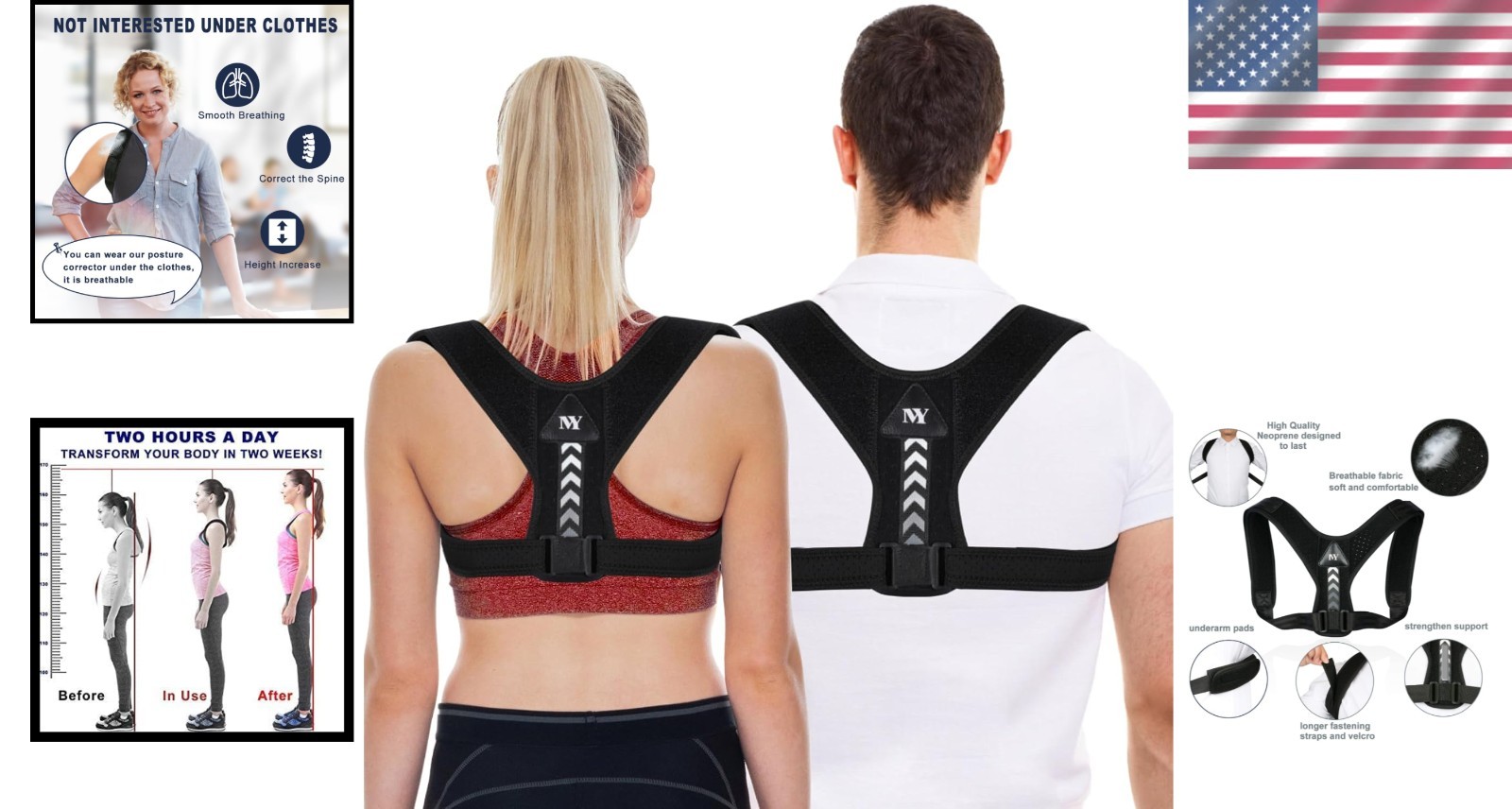Posture Correction Device – Breathable Lightweight Back Brace for Comfort, Grey