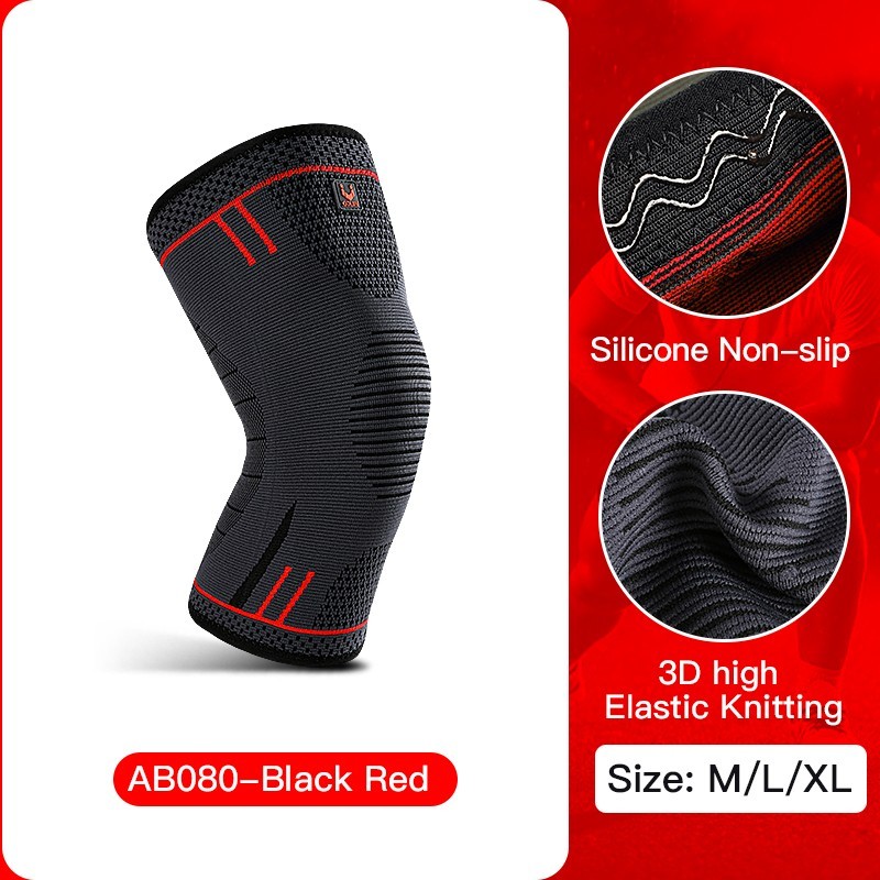 Compression Knee Support Sleeve Silicone Grip Sports Brace Running Gym Basketbal