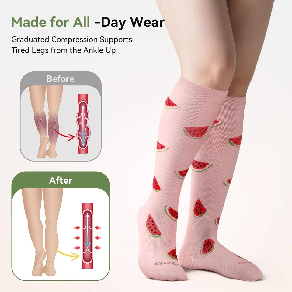 Plus Size Compression Socks for Women Men Wide Calf 15-20 mmHg Knee High Extr…