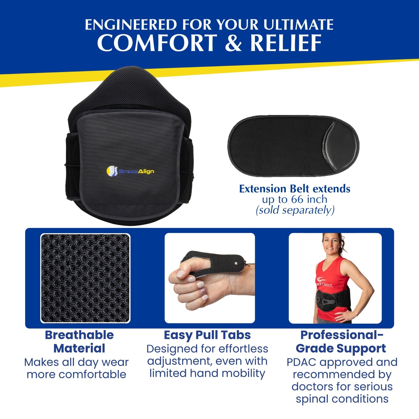 VertebrAlign LSO Lumbar Back Brace LSO0648 L0631 Pain Relief and Support for