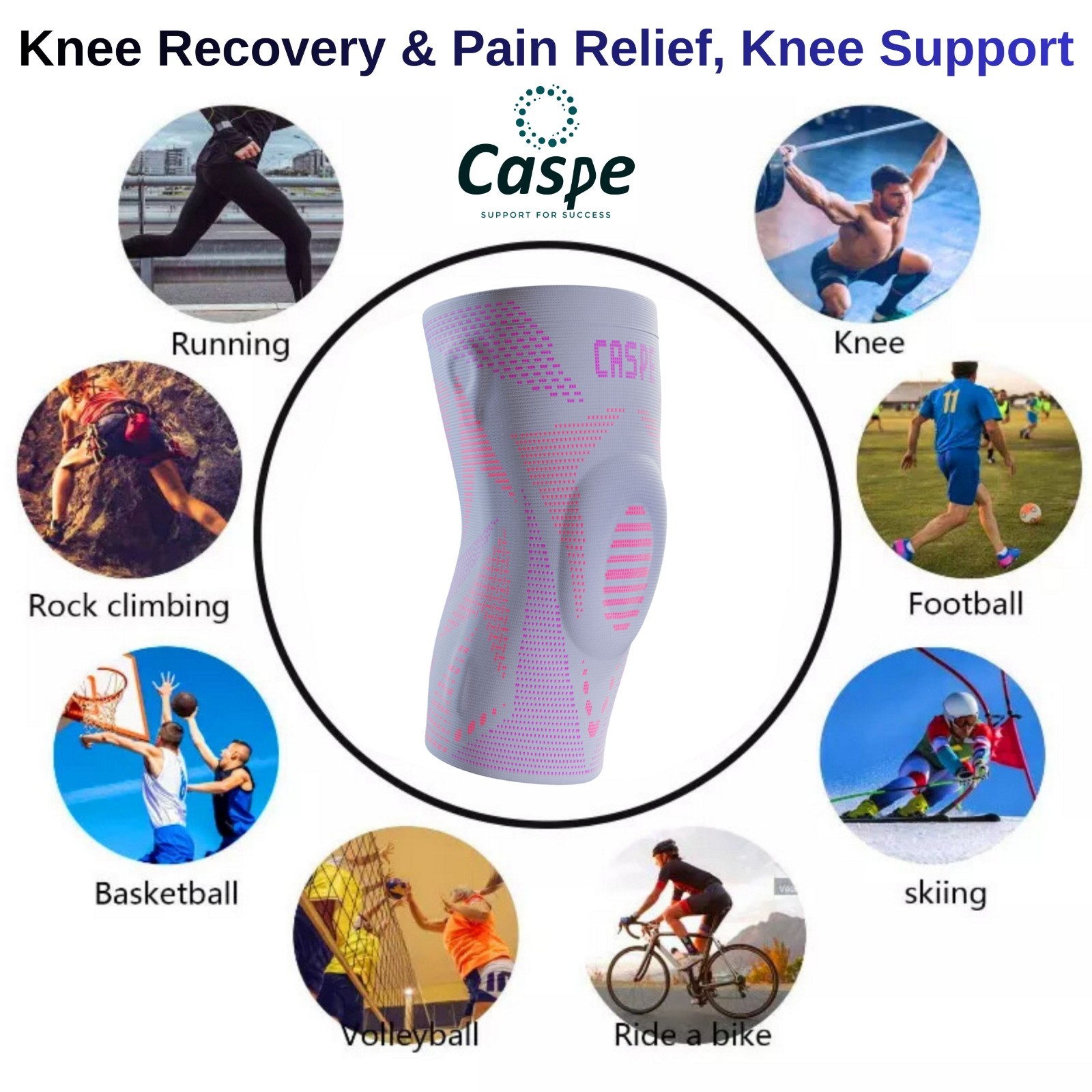 Caspe Woman Men for Knee Pain Knee Support with Patella Gel Pad Arthritis Relief