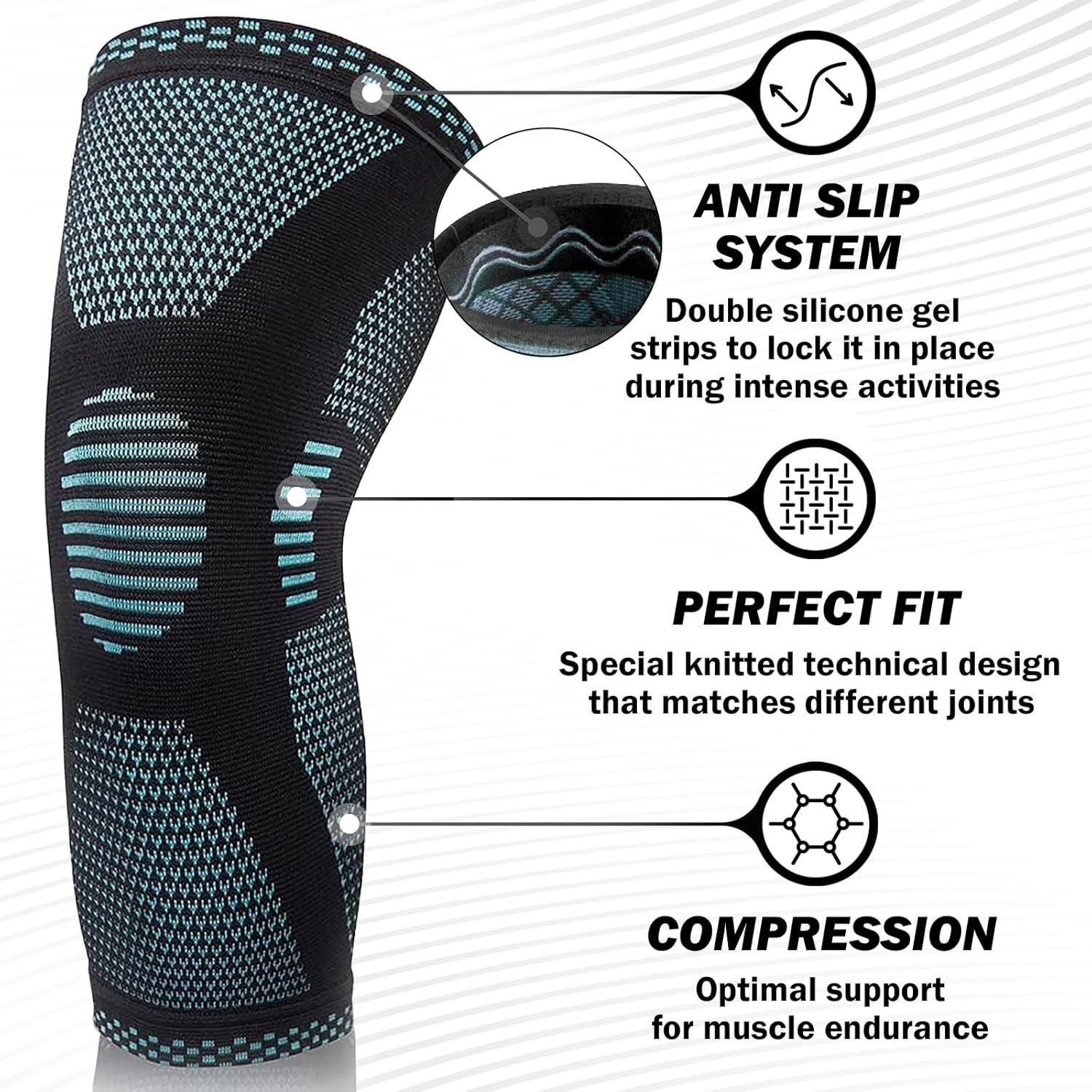 POWERLIX Knee Brace Support Compression Sleeve for Running Gym Men Women