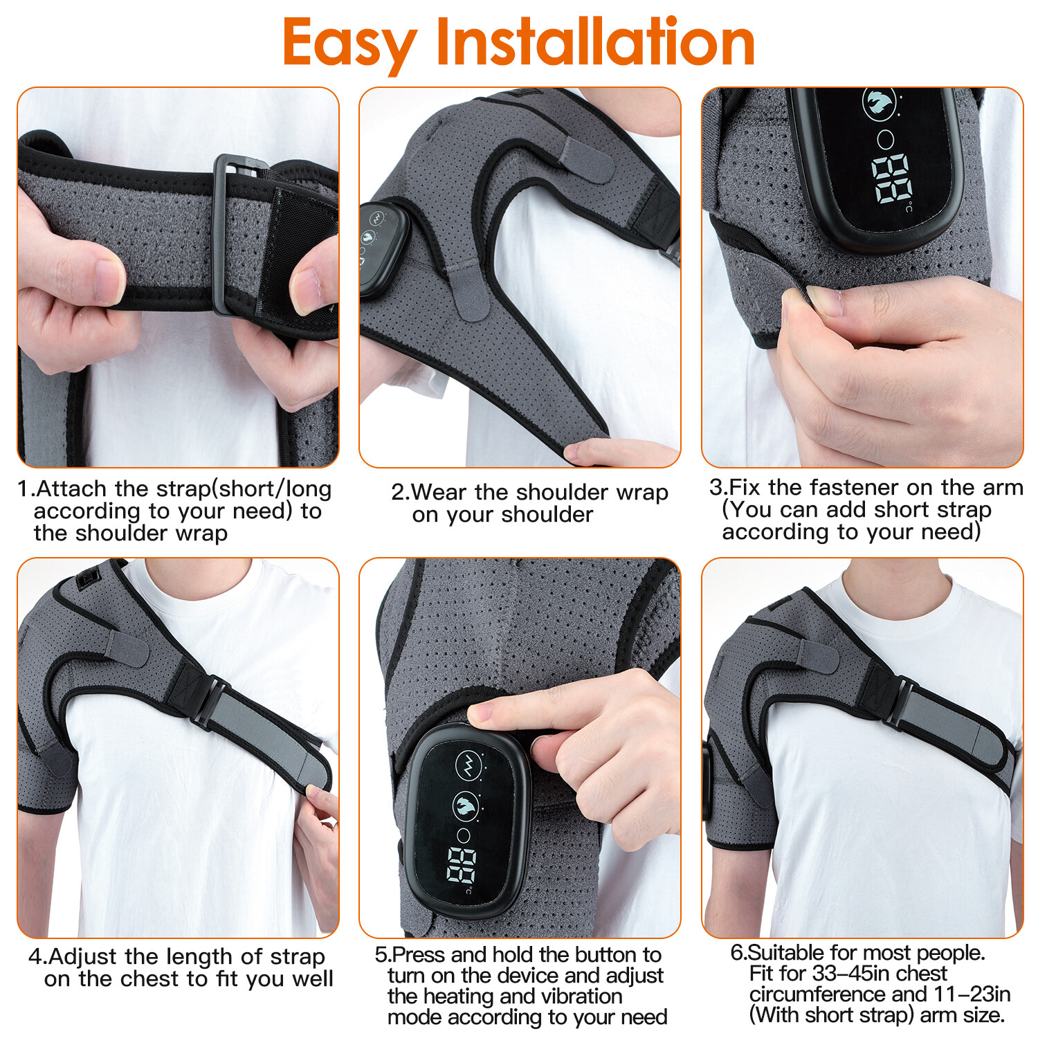 Cordless Heated Shoulder Support Pad with 3 Heat Levels for Left Right Shoulder