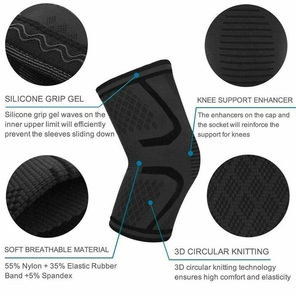 Knee Compression Brace Sleeve Support Sports Joint Injury Pain Relief Arthritis