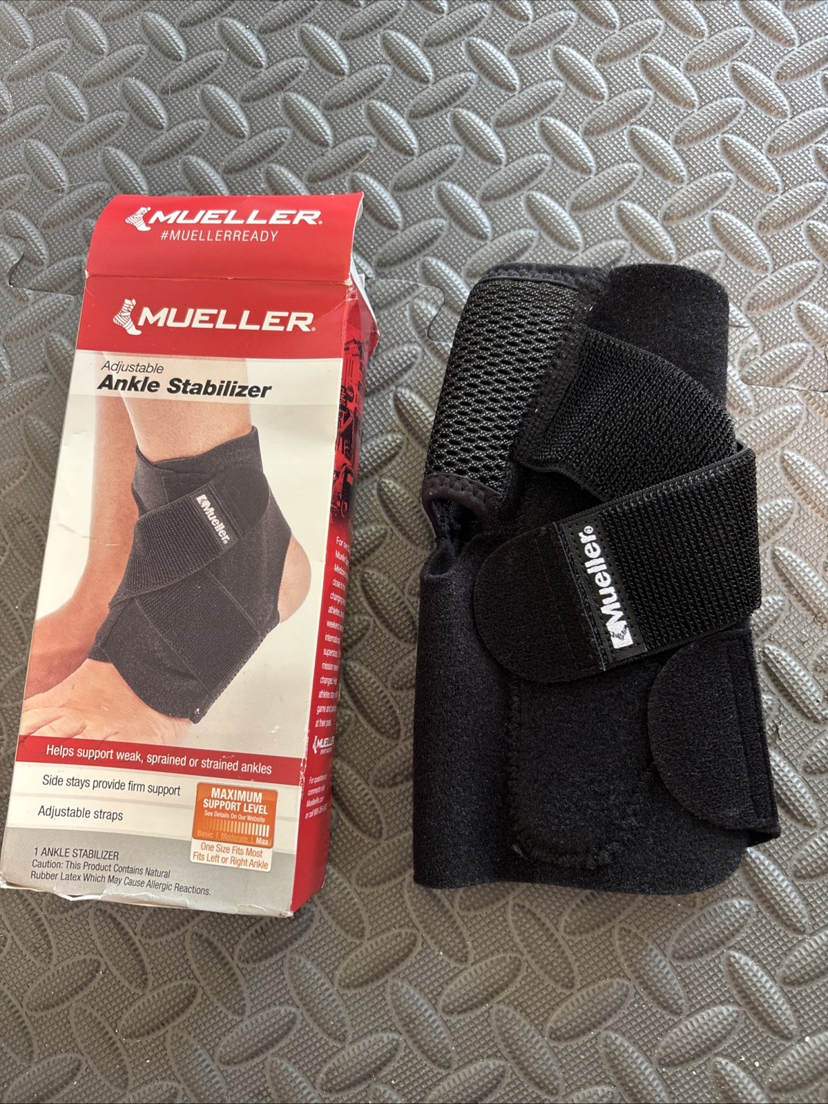 Mueller Adjustable Ankle Stabilizer Maximum Support One Size Unisex Black # 6518