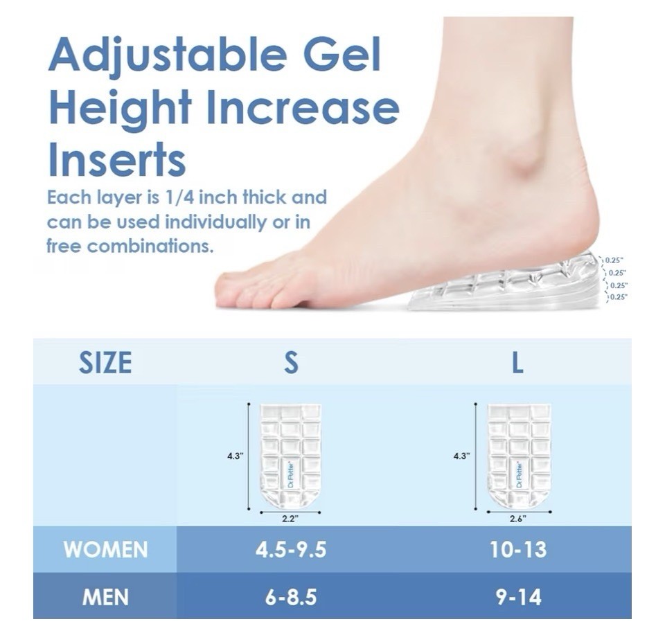 Adjustable Heel Lift Inserts Transparent Color Size Large