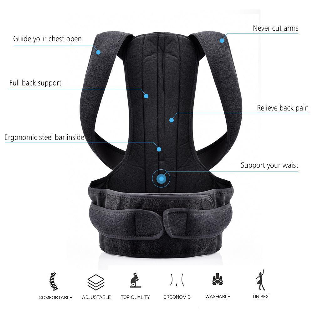 Adjustable Back Waist Posture Corrector Belt Lumbar Support Vest & Spine Brace