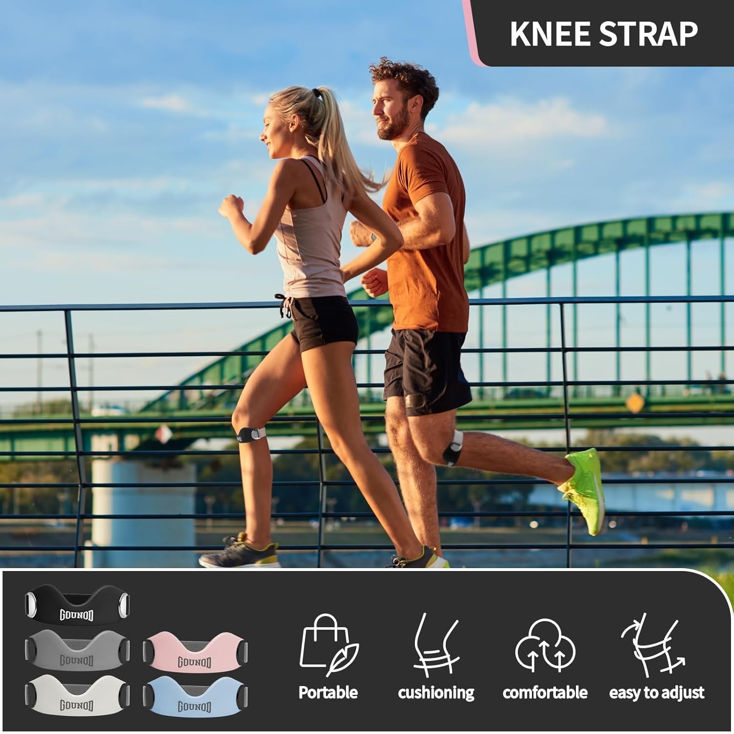 Silicone Patellar Tendon Support Strap 2 Pack,Knee Strap for Knee Pain Relief…