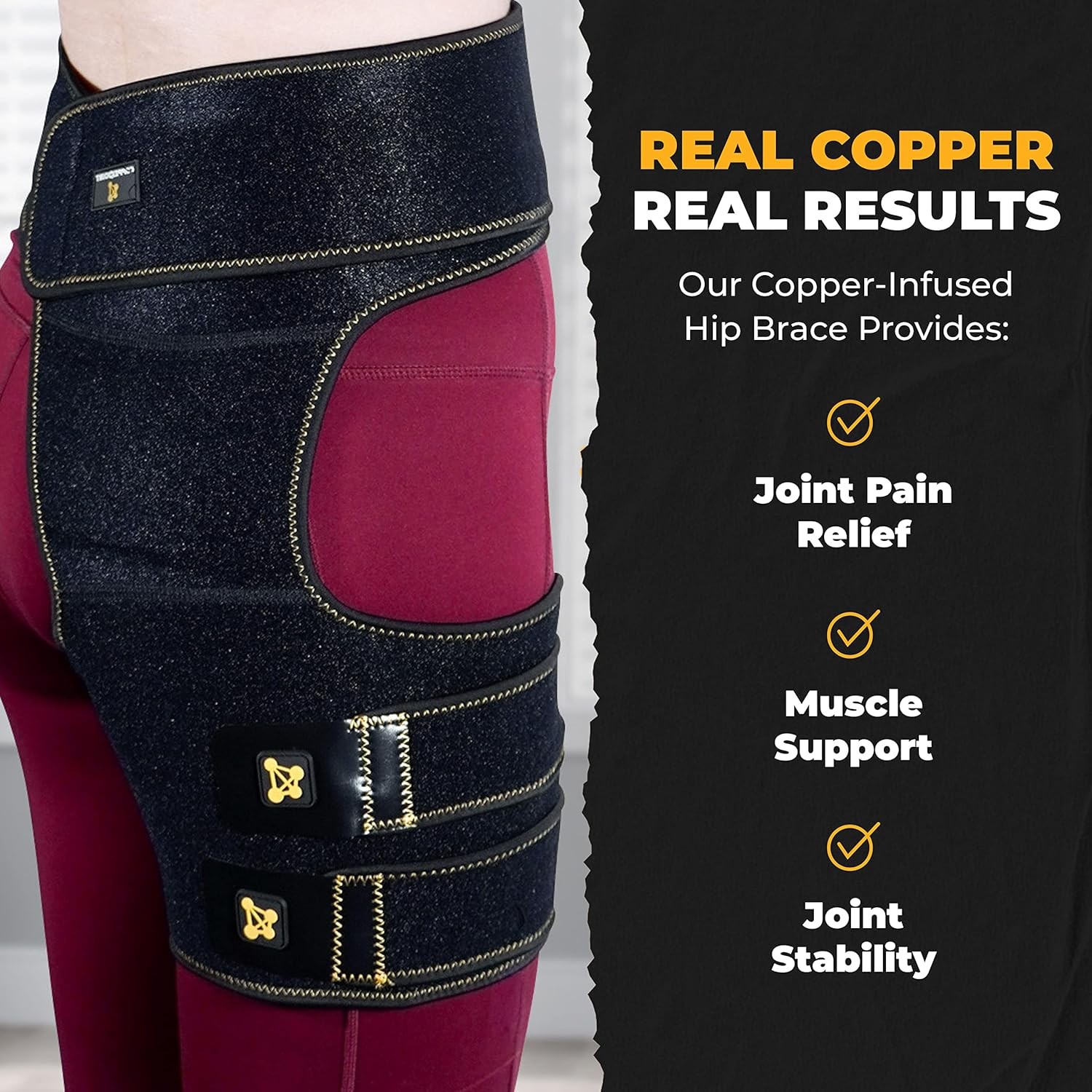 CopperJoint Copper Hip Brace For Sciatica Pain Relief – One Size, Black