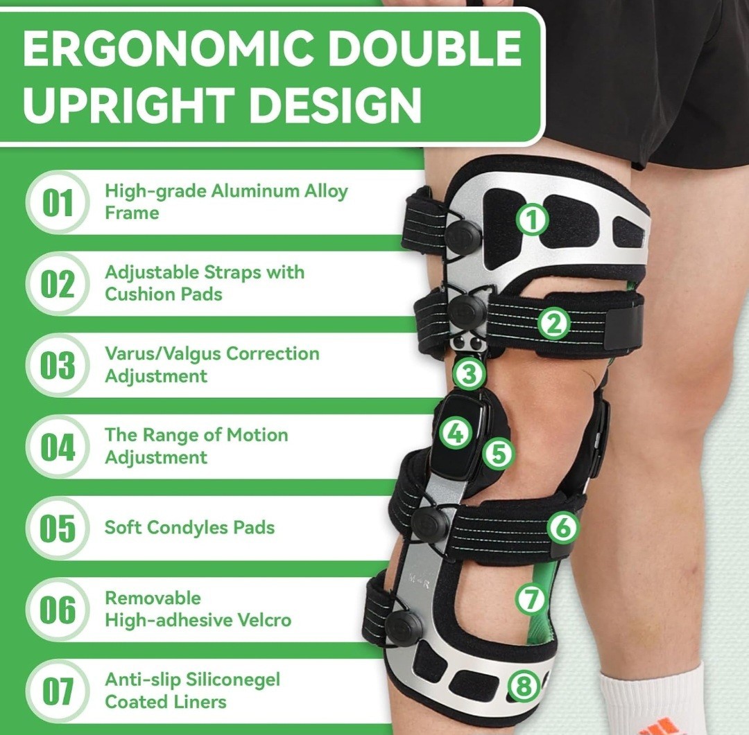Orthomen Dual Action OA Hinged Knee Brace Booster Right Medium Double Upright