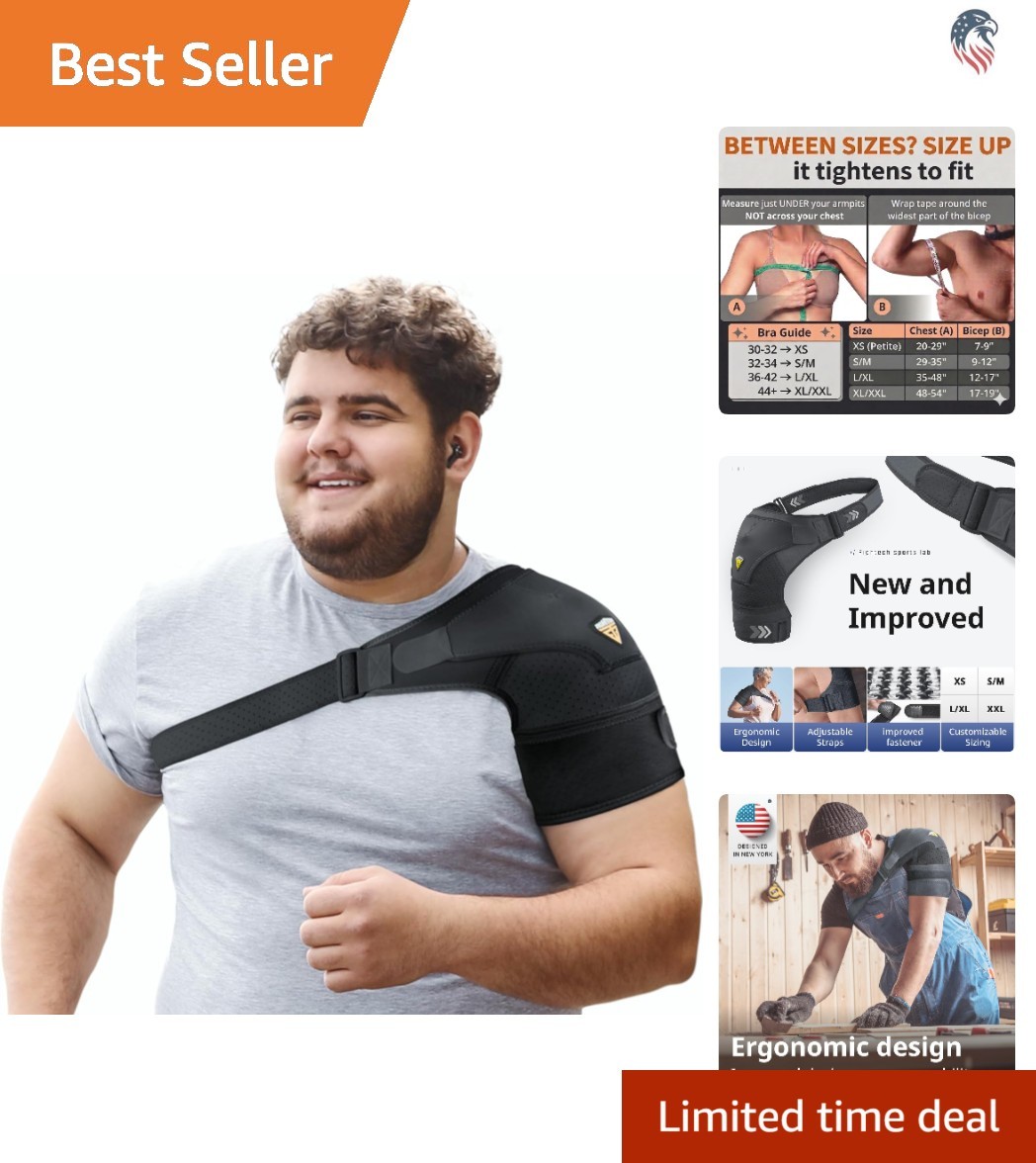 Shoulder Brace Rotator Cuff Support Bursitis Labrum Tendonitis Post-op Black …