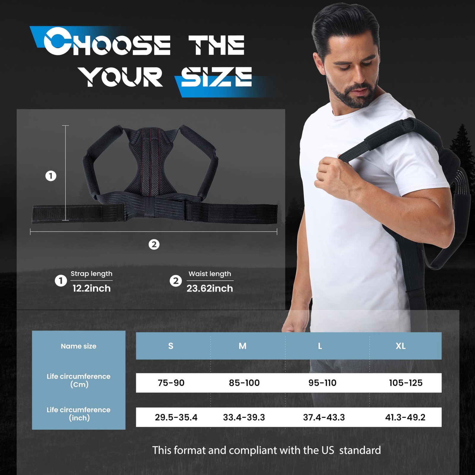 Adjustable Posture Corrector Back Brace Support For Spine Pain Relief Medium…