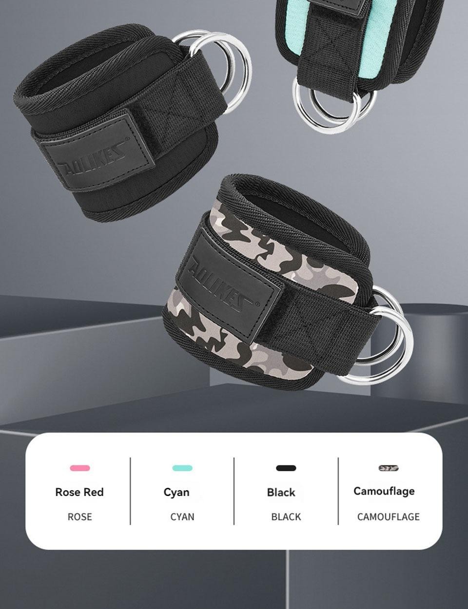 Aolikes Adjustable Padded Ankle Wrist Cuffs Padded Straps D-ring Glute Kickback
