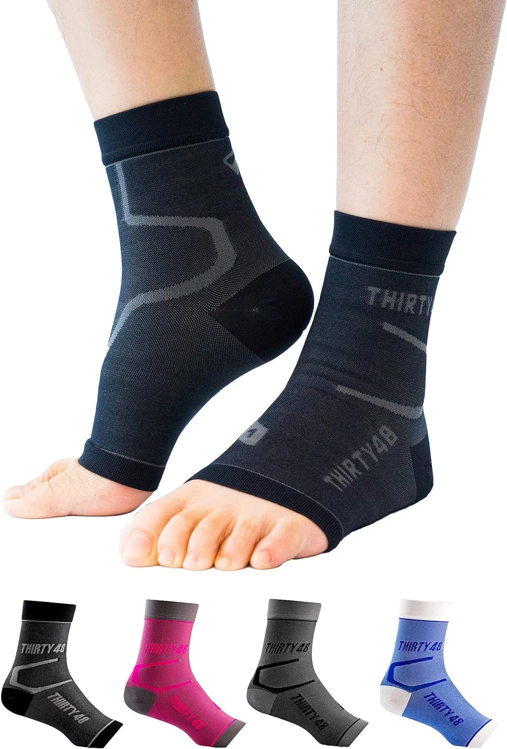 Stretchy Ultra-Light Compression Socks for Arch Pain Relief and Recovery – Black